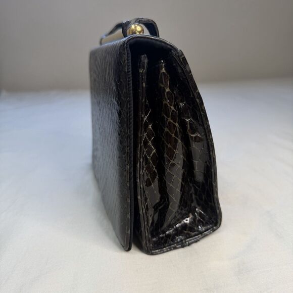 Vintage Stuart Weitzman Snake Embossed Leather Evening Shoulder Bag Purse - Picture 6 of 14